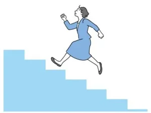 階段のぼる女性のイラスト画像